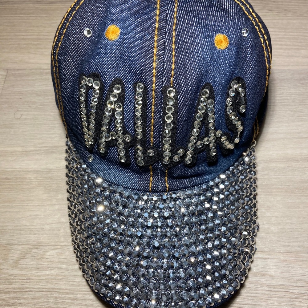 NFL Denim Bling Baseball Cap in Blue with Silver Rhinestones